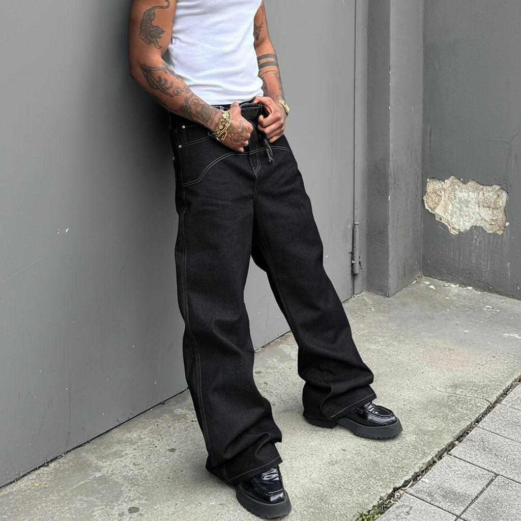 Men'S Vintage Classic Loose Fit Wide Leg Jeans, Casual Denim Jeans for Men, Comfortable and Stylish Everyday Wear