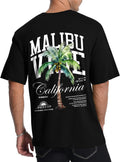 Mens Graphic T-Shirts Short Sleeve Malibu Vibe Palm Tree Print Top 100% Cotton Casual California Tees for Men