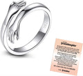 Hug Ring for Granddaughter - Sterling Silver Adjustable Jewelry Gift from Grandma to Women