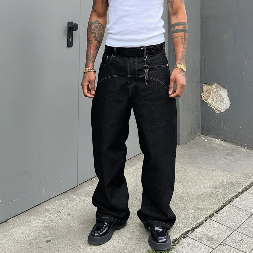 Men'S Vintage Classic Loose Fit Wide Leg Jeans, Casual Denim Jeans for Men, Comfortable and Stylish Everyday Wear